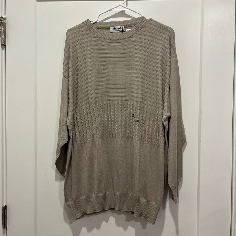 Marcello Made In Italy Lanerossi Fine Yarns Crewneck Sweater Tan XXL NWT